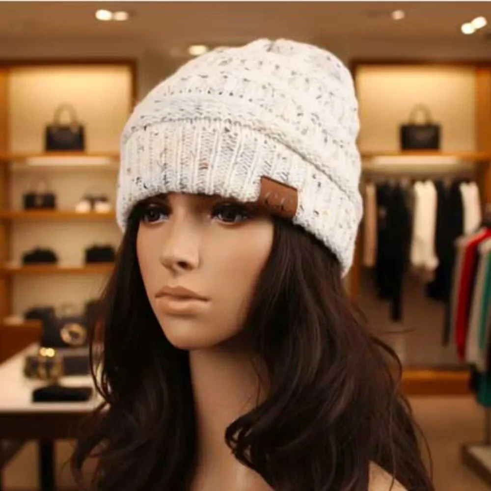 Ladies White Multi Color Knit Beanie - Picture 4 of 6